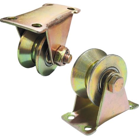 2 Pièces Poulie de Levage Mouflage, Roulette Rail Portail Coulissant, Roulette de Levage, Roue Simple Gorge V pour Cordes, Machines Industrielle, Portail Coulissant, 300kg (48mm-2 Pièces) (1/5)