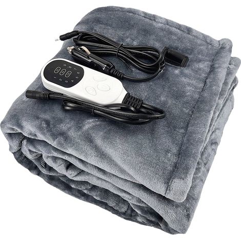 Couverture Chauffante Électrique - 100 x 75 cm - Pour Voiture et Intérieur - 9 Niveaux de Chaleur - Arrêt Automatique Après 8 h - Protection Contre la Surchauffe - Lavable en Machine - Flanelle Double