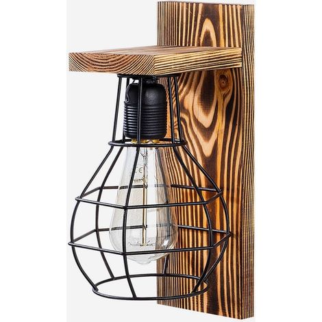 Industrielle Wandlampe aus Holz und Metall Kelon (1/5)