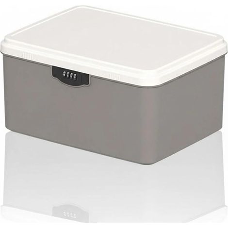 Boîte verrouillable à 2 niveaux avec cadenas à combinaison à 4 chiffres, étui à médicaments portable à double compartiment, boîte de rangement avec plateau amovible, pour la maison, le bureau (gris) (1/5)