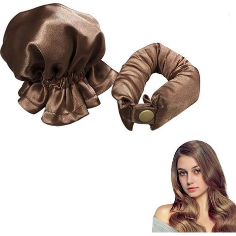 Kit de boucles sans chaleur en satin, bigoudi pour cheveux avec bonnet de nuit et chouchous, pour créer des boucles volumineuses pendant le sommeil, adapté aux cheveux longs (1/5)