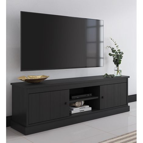 Meuble TV moderne 155 cm chêne noir Valeria (1/5)