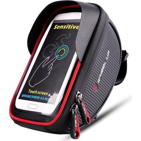 (Noir/rouge)Sacoche Vélo Téléphone Etanche Support Cadre Guidon de Vélo VTT Avec Écran Tactile Pour Téléphones de Moins de 6.0 Pouces - Rouge (1/4)