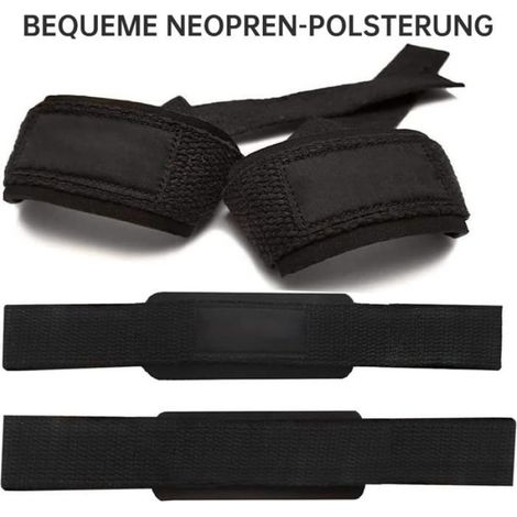 Sangles pour soulever des poids - - 60x4cm - Coton - Antidérapantes - Rembourrées (1/5)