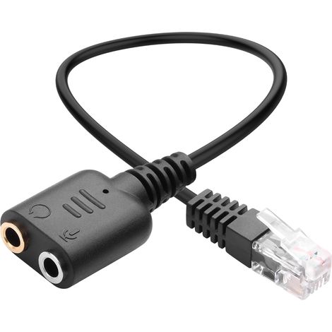 1 Câble Audio RJ9 Vers Double 3,5 Mm, 20 Cm, Pvc Et Cuivre, Pour Pc Et Téléphone