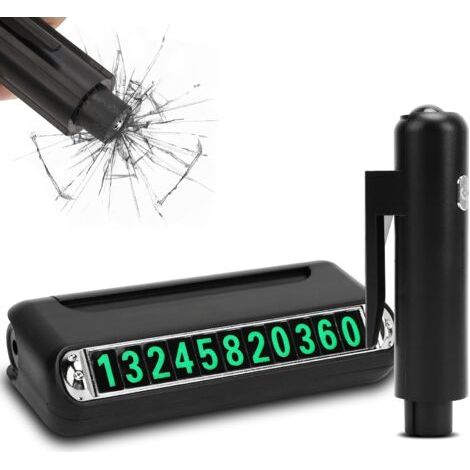 Rompe Cristales y Martillo de Emergencia Multifuncional Para Automóvil, Cabeza de Acero de Tungsteno, Con Linterna LED y Placa de Matrícula Para Automóviles Universales (1/5)