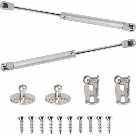 2pcs Ressort à Gaz 100N Vérins à Gaz Hydraulique Bras Pneumatique pour Levage Amortisseur à Gaz 90 Degres avec Vis Charnière Porte Placard pour Ouverture Douce Armoire Meuble Cuisine - 265mm (1/5)