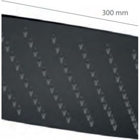 Rociador para ducha rectangular con un diseño extraplano de acabado negro mate de Imex