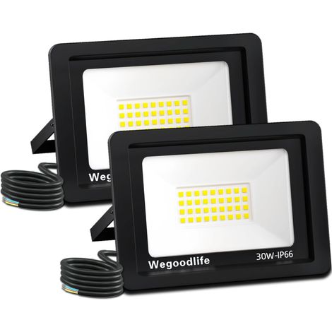 2 Pièces 30W Projecteur LED Extérieur, Lumineux 730LM Spot LED Extérieur, 3000K Blanc Chaud Éclairage Mural d'extérieur, IP66 Étanche, pour Jardin, Terrasse, Garage, Cour, Usine (1/5)