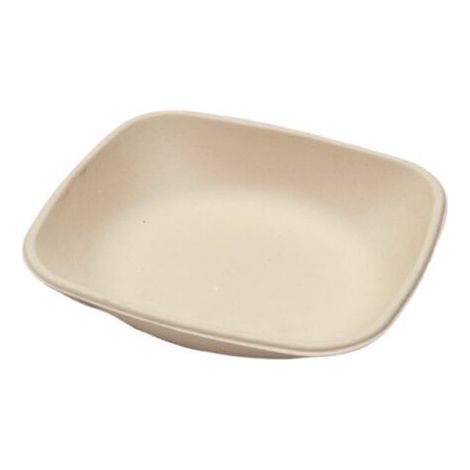 Assiette jetable rectangulaire Nature 600 ml en cellulose - 125 pièces - Ecobioshopping (1/3)