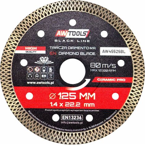 AWTOOLS TARCZA DIAMENTOWA GR.125x22,2 / PEŁNA CERAMIC PRO  BLACK LINE