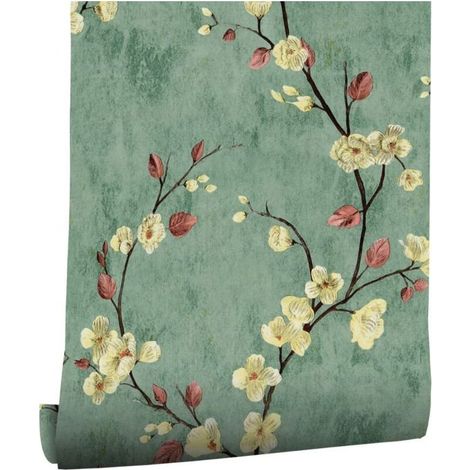 44cm x 300cm Floral Leaf Self-Adhesive Wallpaper, Vintage Removable PVC Wallpaper, Waterproof Film for Furniture, Living Room, Bathroom, Bedroom, Closet (1/5)