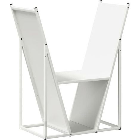 Râtelier à bûches blanc, dimensions : 69,5 x 35 x 81 cm (1/5)