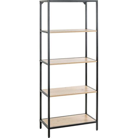Étagère Bibliothèque 5 Niveaux "Miranda" 167cm Chêne & Noir (1/5)