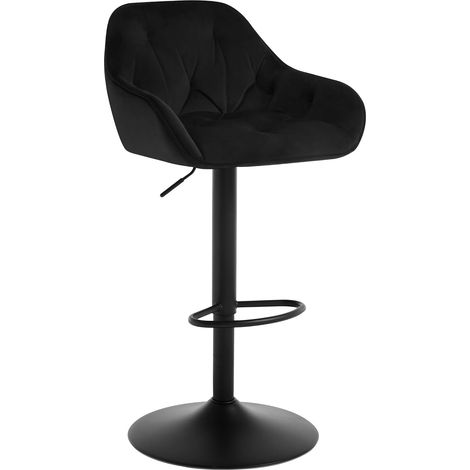 WOLTU 1x Sgabello Da Bar Albergo Hotel Sedia Cucina Con Poggiapiedi Altezza Regolabile Girevole Stile Moderno Di Design Contemporaneo, Nero (1/5)