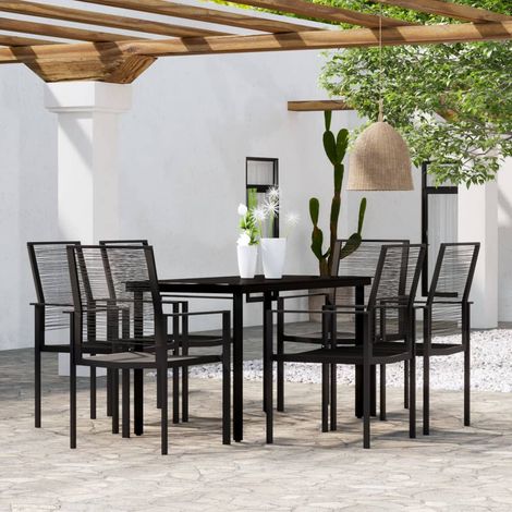 Ensemble Table et Chaise de Jardin 7 pcs - Ensemble de salle à manger de jardin Noir BV935567 - BonneVie (1/5)