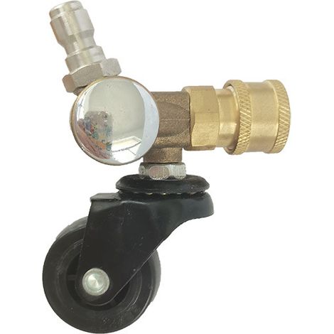Rueda giratoria para limpiador de chasis, con conector rápido de 1/4 de pulgada, adaptador de latón para hidrolavadora, accesorio de rueda común para limpieza de carreteras (1/5)