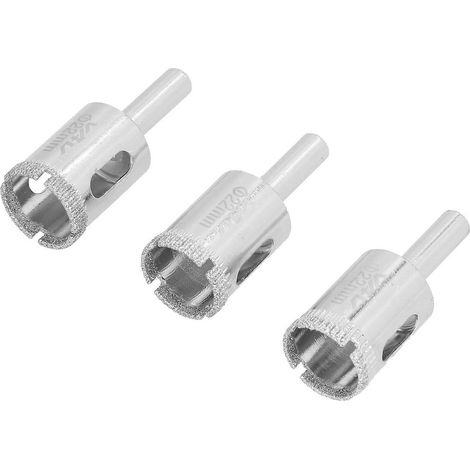 3-teiliger Glaslochöffner 22 mm, Keramiklochschneider aus legiertem Stahl für Glas-, Keramikfliesen, Bodenfliesen und Marmor