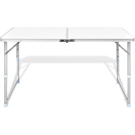Vidaxl – Table de camping pliable aluminium 120x60 cm – Hauteur réglable 55/62/70 cm – Capacité 30-50 kg – Poignée de transport