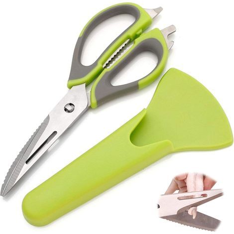 Ciseaux Multifonctionnels, Ciseaux de Cuisine en Acier Inoxydable, Ciseaux Cuisine Robustes, Avec Poignée et Couvercle Souples Antidérapants, Utilisé pour la Cuisson de Cadeaux de Camping Barbecue