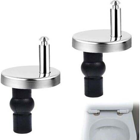 Lot de 2 fixations de charnières pour abattant WC , charnières à dégagement rapide , avec vis en caoutchouc de rechange , compatibles avec la plupart des toilettes (1/4)