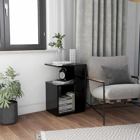 vidaXL Mesa auxiliar de madera contrachapada negro 36x30x56 cm (1/5)