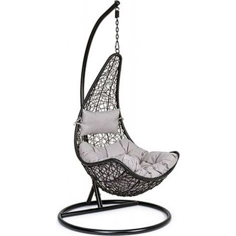 Poltrona Sospesa da Giardino con Cuscini Bizzotto Amirantes Nera - 0661778 (1/10)