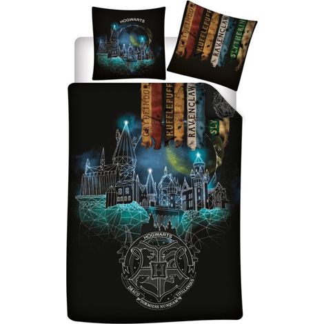 Parure de lit réversible Harry Potter Poudlard - 140 cm x 200 cm (1/2)