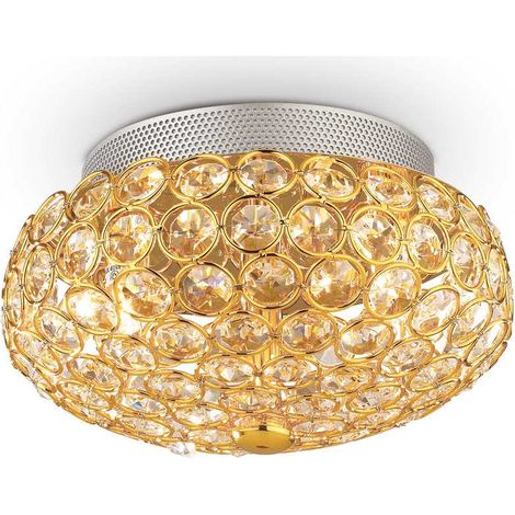 Ideal Lux King - Plafón de techo pequeño de 3 luces Dorado, G9
