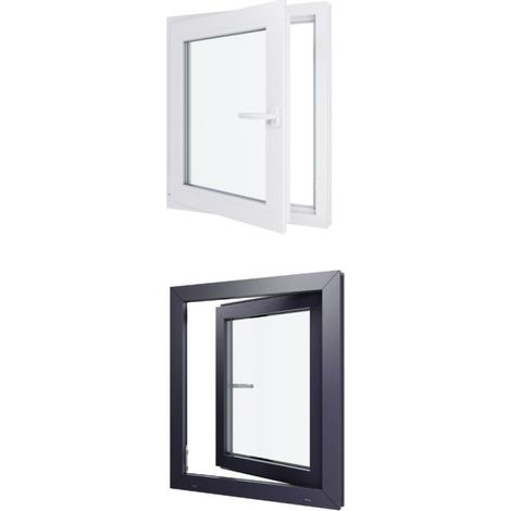 Finestra in PVC - Triplo vetro - Bicolore - Bianco e grigio - 700 mmx800 mm cm