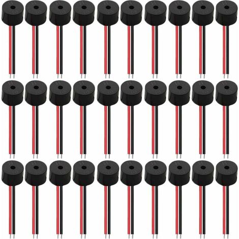30 Stück elektronischer Summer DC 3 V 5 V 6 V 9 V 12 V 85 dB elektronischer Tonalarmsummer Alarmsystem Sirene 12 V, mit Kabel Dauertonsummer, für physikalische Schaltkreise, SEMAket (1/5)