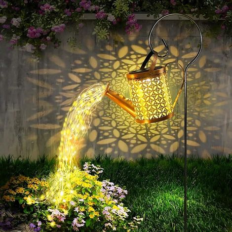 CNMTCCO Solar-Gartenleuchten, Solar-Gießkanne für den Außenbereich, Dekoration im modernen Stil, Lichterkette mit Sterneneffekt, Hirtenstab, Lichterkette im Vintage-Stil (1/5)