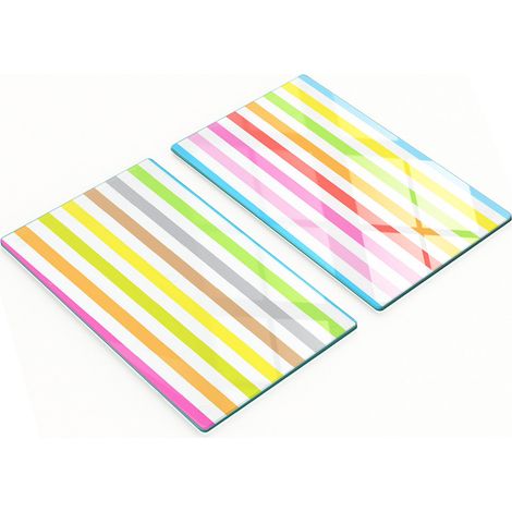 Tablas decorativas de vidrio para cortar y servir, con rayas de colores, 2 x 30 x 52 cm