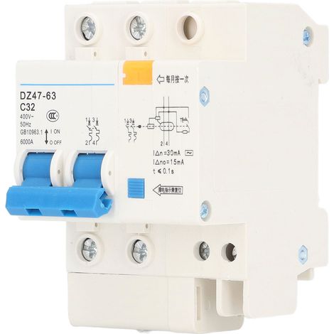 Disjoncteur différentiel 30mA 400V 2P+N 32A DZ4763 C32 - Protection de fuite à la terre, interrupteur automatique (1/5)