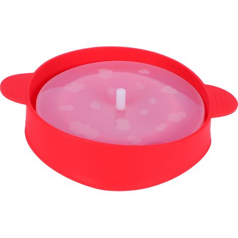 Bol pliable en silicone pour popcorn, avec couvercle et poignée (rouge), accessoire de cuisine. (1/5)