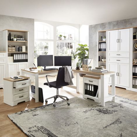 Büro Kombi inkl. Schreibtisch JÜLICH-36 in Pinie hell mit Artisan Eiche Nb. (1/5)
