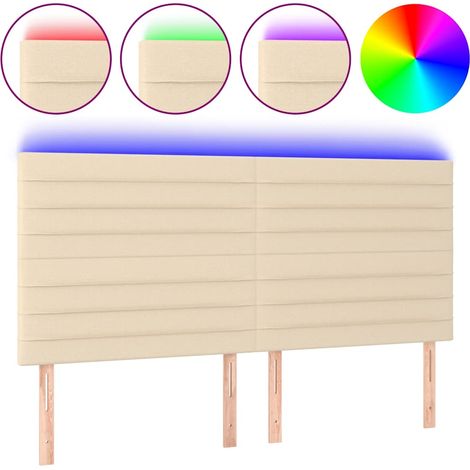 Maison Exclusive - Testiera a LED crema 200x5x118/128cm in Tessuto (1/5)