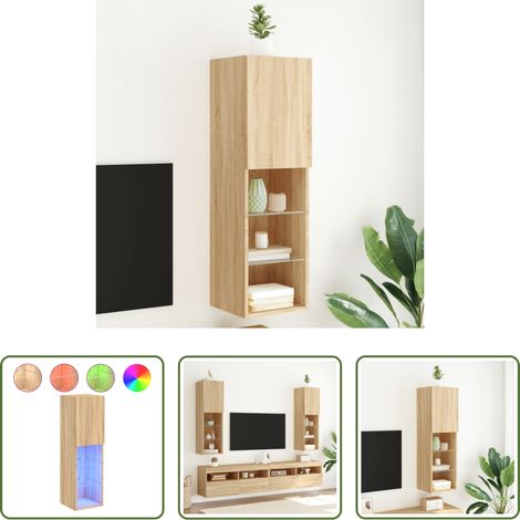 LED-Leuchten - TV-Schrank mit LED-Leuchten Sonoma-Eiche 30,5x30x102 cm (1/5)