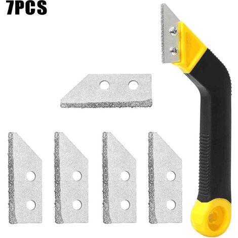 Herramientas para quitar lechada Crediri, raspador de azulejos, 1 paquete de raspador de lechada, sierra angular con 6 hojas de repuesto para la limpieza del baño (1/5)