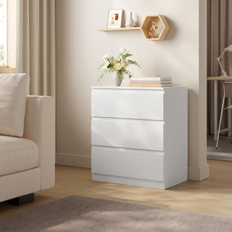 WOLTU Comodino Bianco 60x40x70 cm 3 cassetti (1/5)