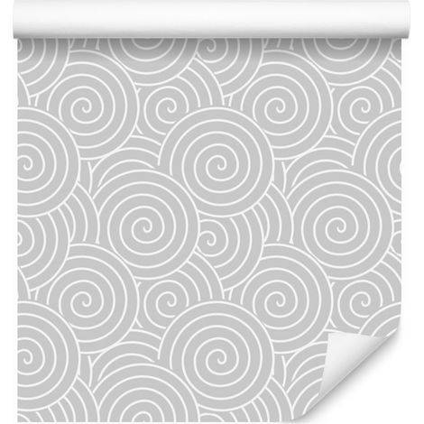 Papel pintado retro gris y blanco para salón y dormitorio, 50x1000 cm. (1/5)