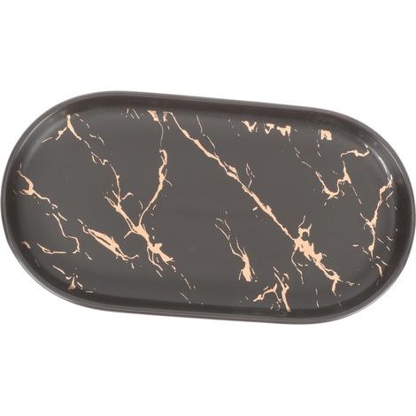 Plateau de Rangement Lisse et Facile à Nettoyer à Motif Marbre Noir en Céramique pour Salle de Bain pour Cosmétiques et Gobelets Lavabo ou Coiffeuse'-'- (1/5)