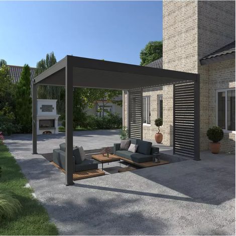 pergola bioclimatica ombréa "vs"  in alluminio antracite 399,5x399,5x257 cm