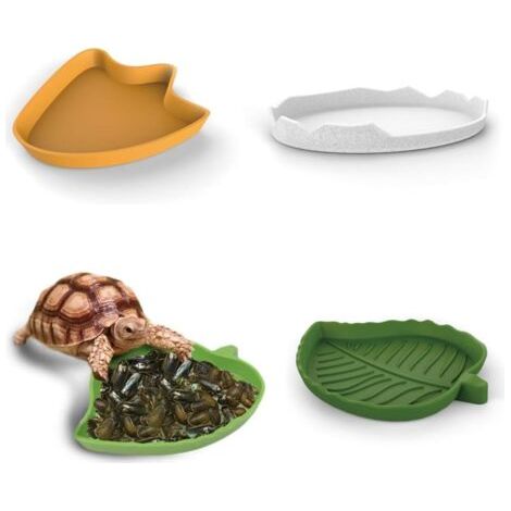 BUNTHAUS Pièces Feuilles en Forme de Nourriture en Eau Bols, Reptiles Bol Alimentaire, Accessoire Tortue Terrestre, Reptiles Bol Alimentation, Abreuvoir Tortue Plat, Gamelle Tortue Terrestre