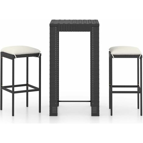 Maison Exclusive - Set Bar da Giardino 3 pz con Cuscini Polyrattan Nero (1/5)