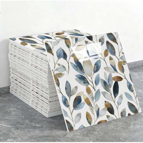 10 láminas de papel pintado autoadhesivo que imitan azulejos de cerámica (efecto cerámico, dimensiones: 30 x 30 x 0,8 cm) (1/5)