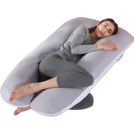 Oreiller de grossesse, oreiller en forme de U amovible et lavable, grand coussin, oreiller lombaire (1/5)