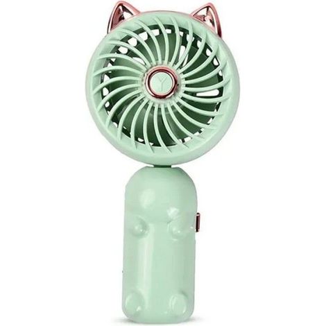 Ventilateur Portable Rechargeable - USB - 3 Vitesses - 5 Pales - Autonomie 3 à 4 H - Vert - 14,5 x 7 x 4,5 cm - 90 g - 1 Pièce (1/3)