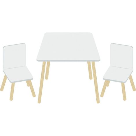 Ensemble Table En Bois (50X50X44CM) + 2 Chaises (26,5X26,5X50CM) (1/3)