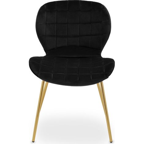 Interiors by Premier Black Velvet Dining Chair, Luxury Dining Chair, Modern Black Velvet Dining Chair with Gold Finished Legs (1/5)